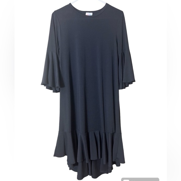 LulaRoe Maurine Black Ruffle Bottom Style Dress Size Small Festival Swing - Picture 2 of 7